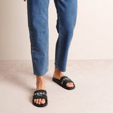Black rubber slide sandals