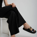 4G black flat sandals