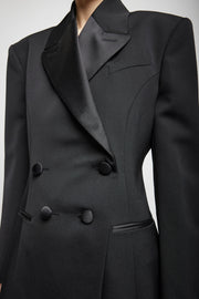 Pleated back smoking jacket