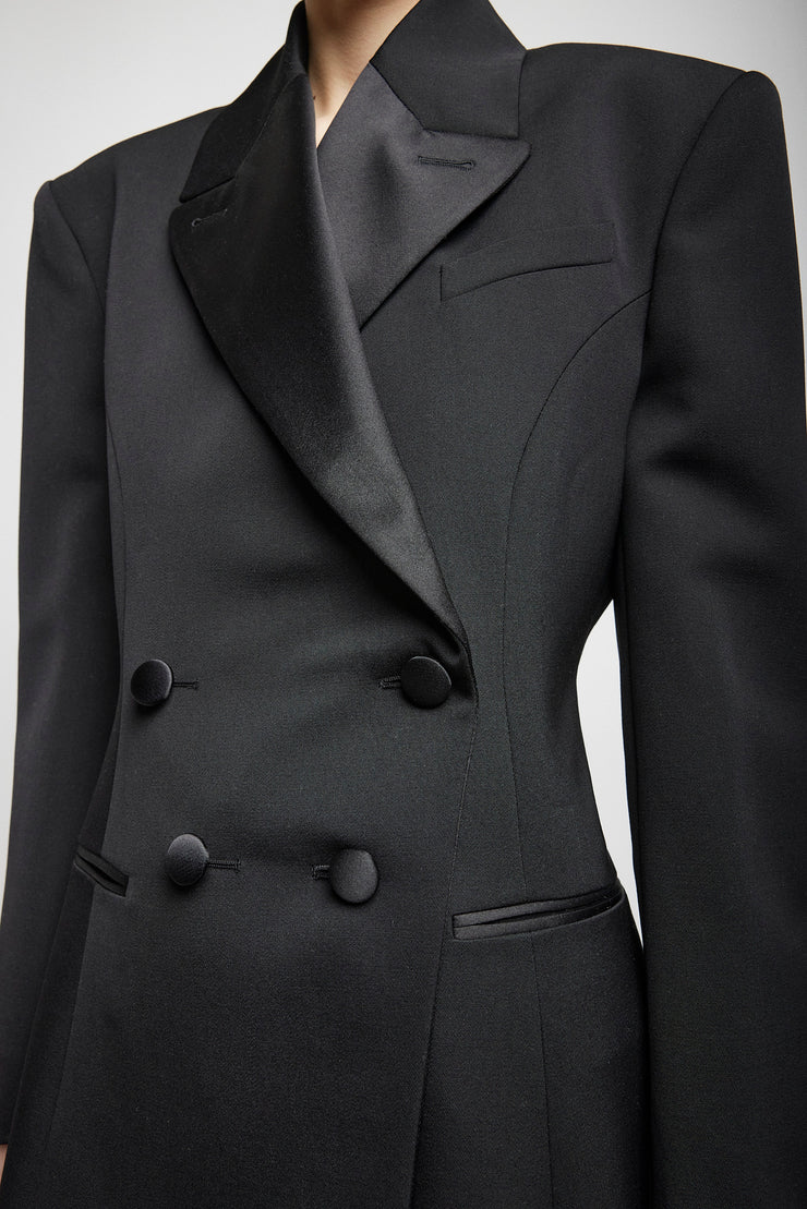 Pleated back smoking jacket