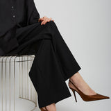 Anok 105 brown satin slingback pumps