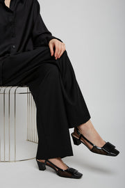 Belle Vivier 45 black mesh slingback pumps