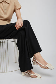 Belle Vivier 45 white mesh slingback pumps