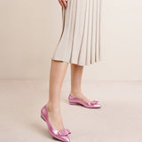 Viva pink metallic leather flats