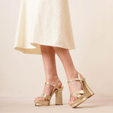 Sonya gold leather platform sandals