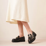 Ofelia lug black moccasin loafers