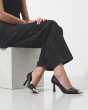 Amber 70 black leather pumps