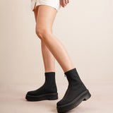 Zipped I navy canvas ankle boots
