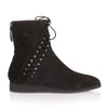 Black suede lace-up ankle boot