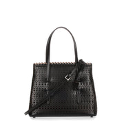 Black Leather Laser-cut Small Tote