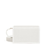 White leather studded cross-body bag