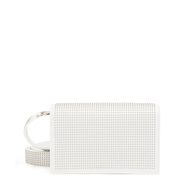 White leather studded cross-body bag