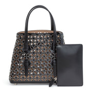 Black studded laser cut tote bag