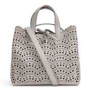 Light grey laser cut tote bag