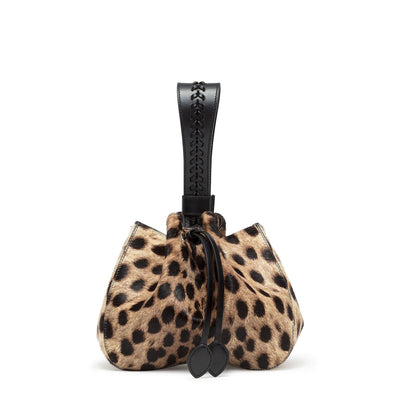 Leopard printed pony bucket bag