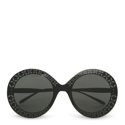 Round-frame metal black sunglasses