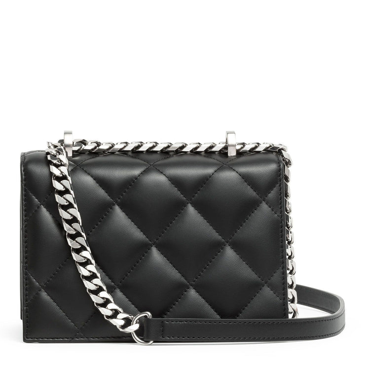 Small jewel quilted black nappa satchel