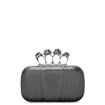 Four Ring metallic moire satin clutch