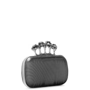 Four Ring metallic moire satin clutch