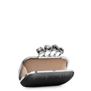 Four Ring metallic moire satin clutch