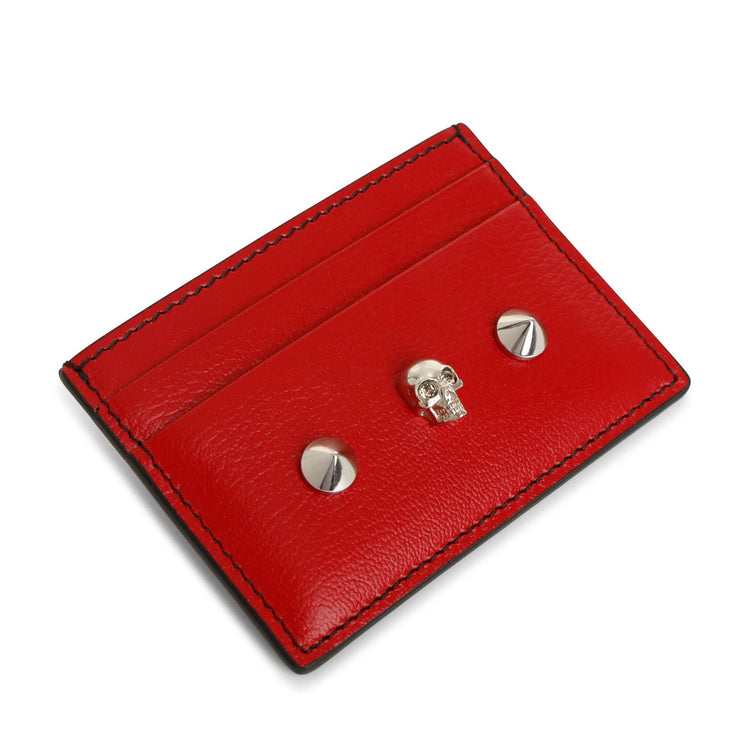Red skull and stud card holder
