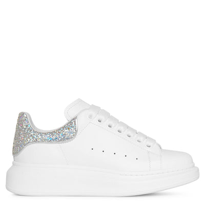 White and silver glitter classic sneakers