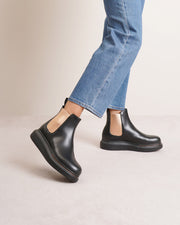 Black and rose gold hybrid chelsea boots