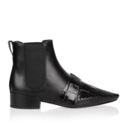 Land black leather embossed chelsea boot