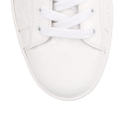 White crinkled patent leather sneaker
