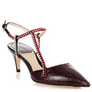 T-strass bordeaux crackled pump