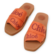 Woody orange linen slide sandals