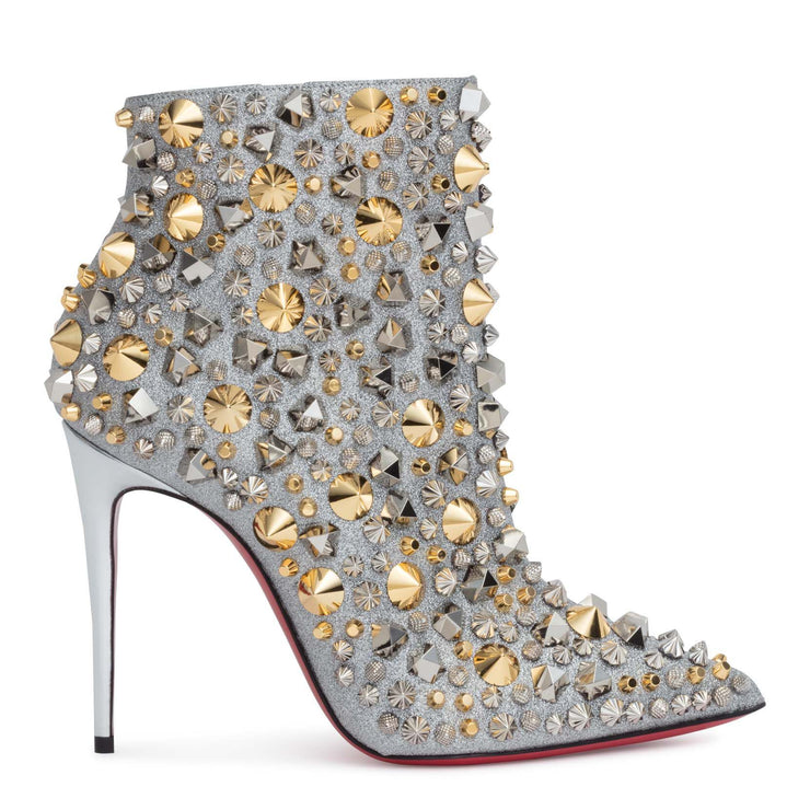So Full Kate 100 silver glitter stud boots