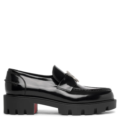 CL Moc black leather strass loafers