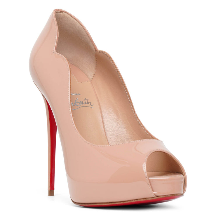 Hot Chick Alta 120 nude patent pumps