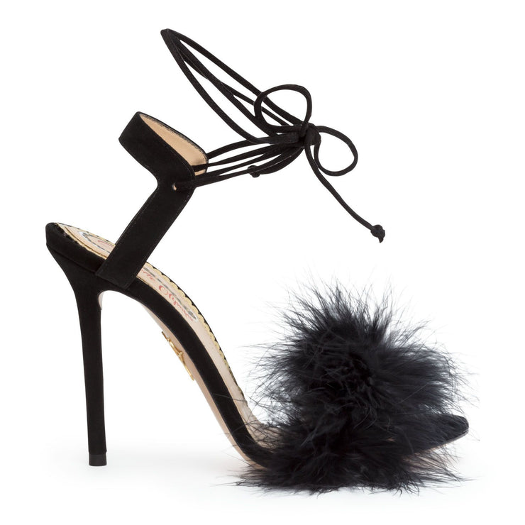 Black 100 feather sandals