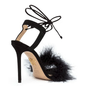 Black 100 feather sandals