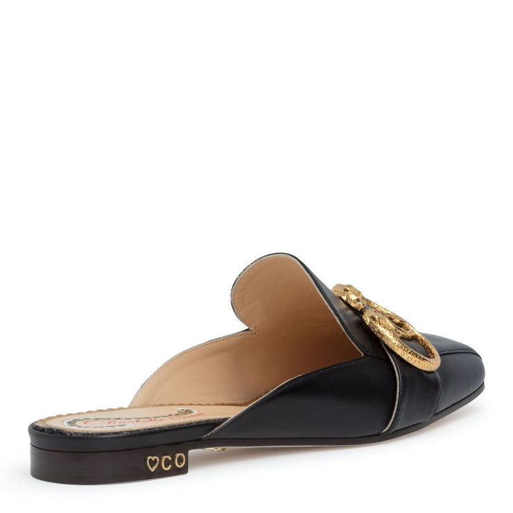 Black 20 leather mule flats