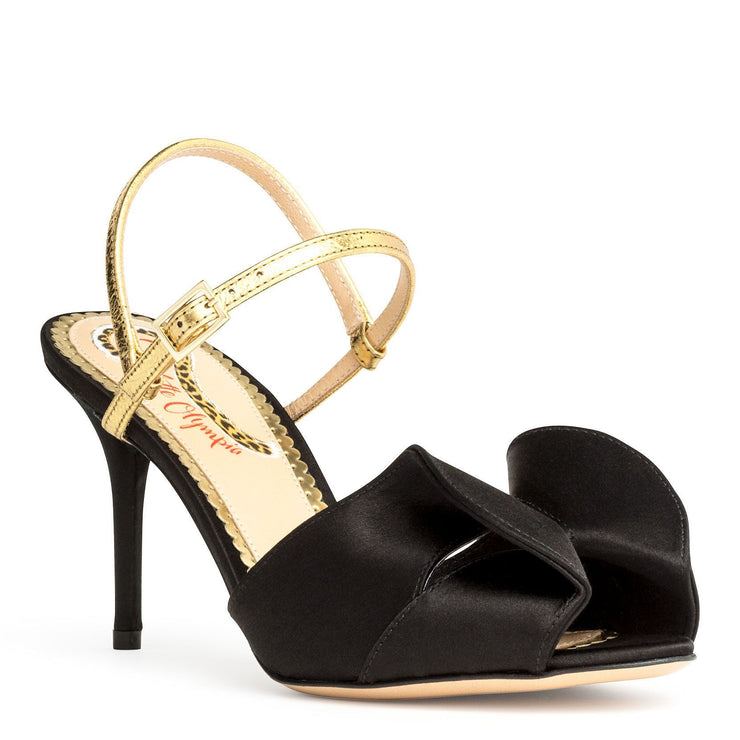 Black satin sandals