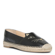 Black nappa leather kitty espadrilles