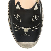 Black nappa leather kitty espadrilles