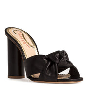 Black smooth nappa mule sandals