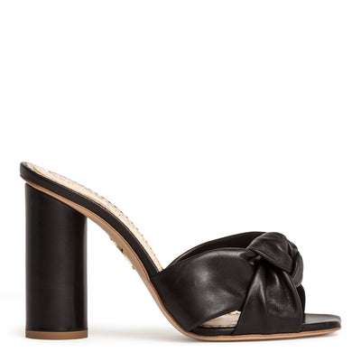 Black smooth nappa mule sandals