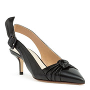 Black leather slingback pumps