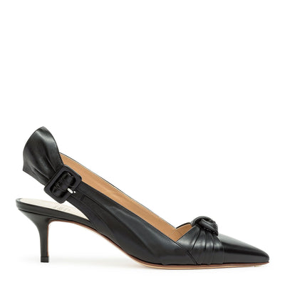 Black leather slingback pumps