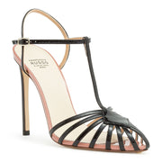 Black patent t-bar sandal