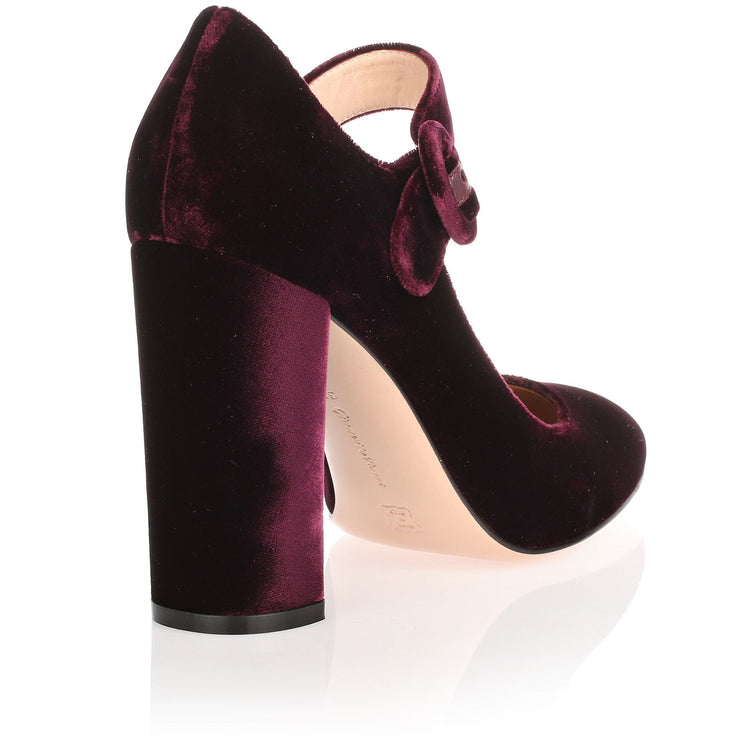 Lorraine burgundy velvet pump