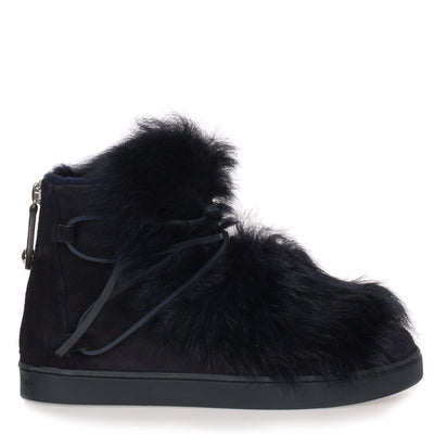 Inuit navy suede and shearling sneaker