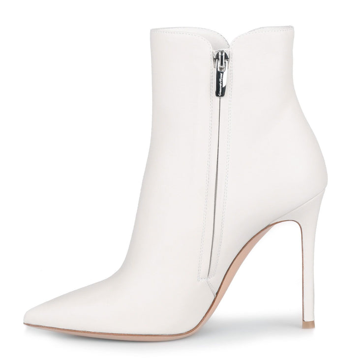 Levy 105 Offwhite Leather Booties