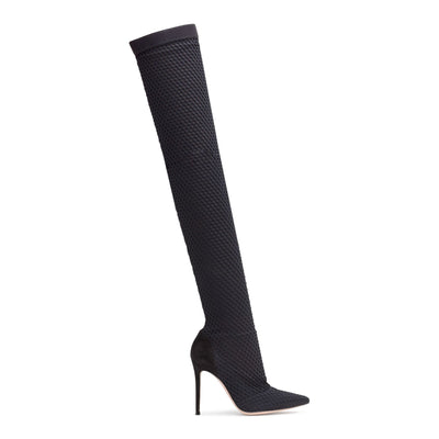 Vox Cuissard 105 black suede and knitted over the knee boots
