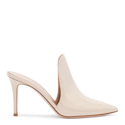 Aramis 85 Light Beige Patent Leather Mules